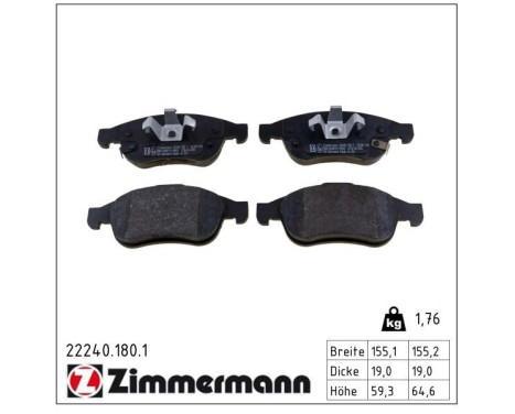 Brake Pad Set, disc brake 22240.180.1 Zimmermann, Image 2