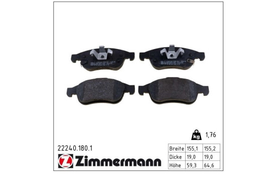 Brake Pad Set, disc brake 22240.180.1 Zimmermann, Image 2