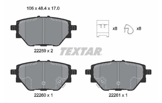 Brake pad set, disc brake 2225901 Textar