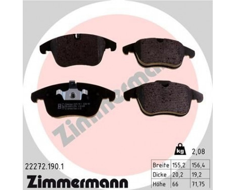 Brake Pad Set, disc brake 22272.190.1 Zimmermann