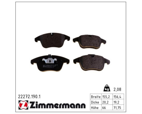 Brake Pad Set, disc brake 22272.190.1 Zimmermann, Image 2