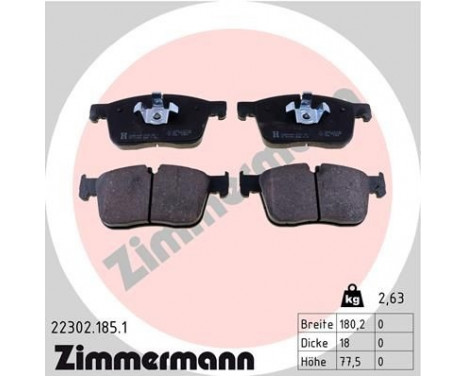 Brake Pad Set, disc brake 22302.185.1 Zimmermann