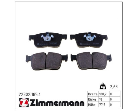Brake Pad Set, disc brake 22302.185.1 Zimmermann, Image 2