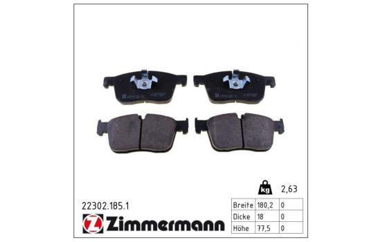 Brake Pad Set, disc brake 22302.185.1 Zimmermann, Image 2