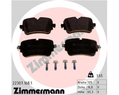 Brake Pad Set, disc brake 22307.168.1 Zimmermann