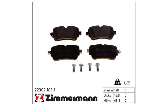 Brake Pad Set, disc brake 22307.168.1 Zimmermann, Image 2