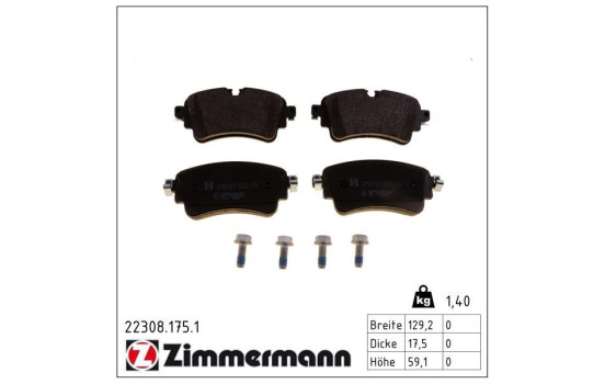 Brake Pad Set, disc brake 22308.175.1 Zimmermann, Image 2