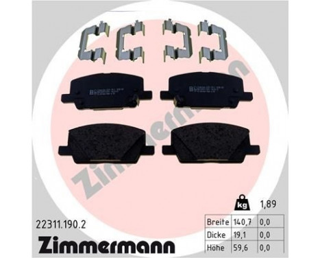 Brake Pad Set, disc brake 22311.190.2 Zimmermann