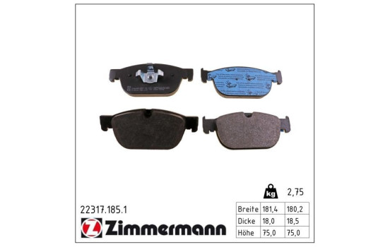 Brake Pad Set, disc brake 22317.185.1 Zimmermann