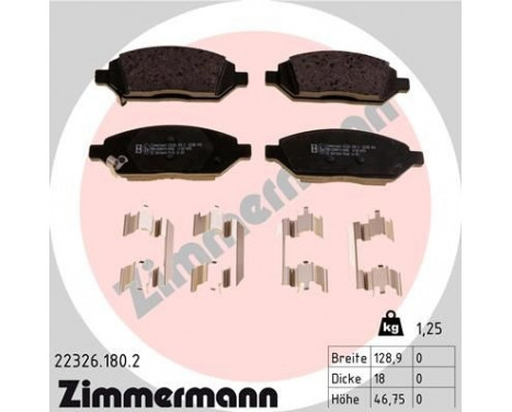 Brake Pad Set, disc brake 22326.180.2 Zimmermann