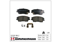 Brake pad set, disc brake 22329.180.2 Zimmermann