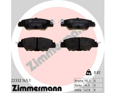 Brake Pad Set, disc brake 22332.145.1 Zimmermann