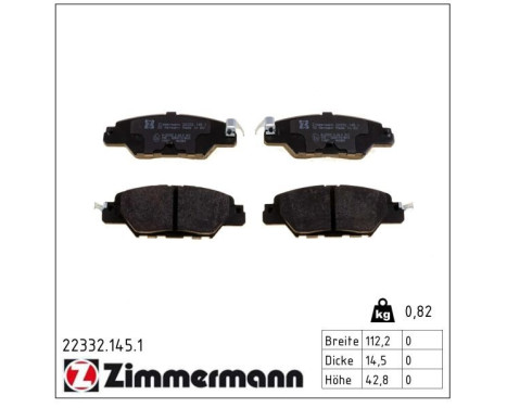 Brake Pad Set, disc brake 22332.145.1 Zimmermann, Image 2