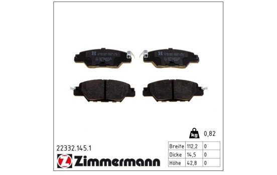Brake Pad Set, disc brake 22332.145.1 Zimmermann, Image 2