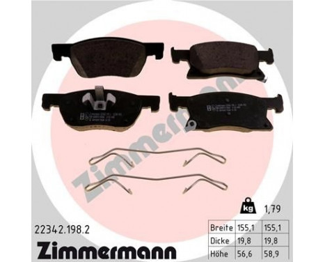 Brake Pad Set, disc brake 22342.198.2 Zimmermann