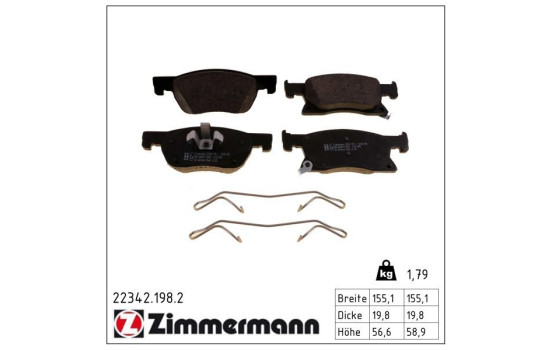Brake Pad Set, disc brake 22342.198.2 Zimmermann, Image 2