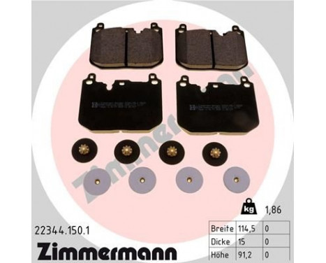 Brake Pad Set, disc brake 22344.150.1 Zimmermann, Image 2