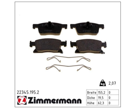 Brake Pad Set, disc brake 22345.195.2 Zimmermann, Image 2