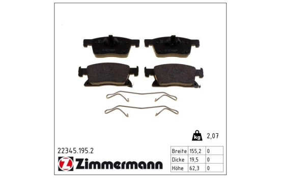 Brake Pad Set, disc brake 22345.195.2 Zimmermann, Image 2