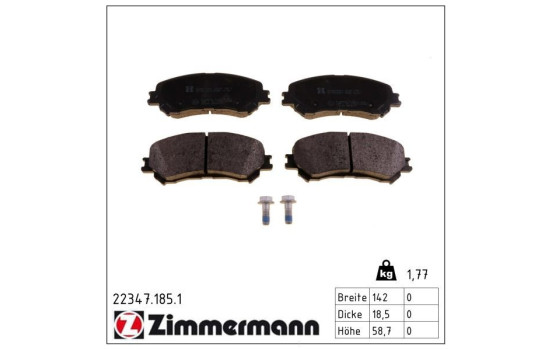 Brake Pad Set, disc brake 22347.185.1 Zimmermann, Image 2
