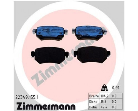 Brake Pad Set, disc brake 22349.155.1 Zimmermann