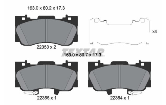 Brake pad set, disc brake 2235301 Textar