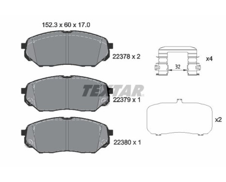 Brake pad set, disc brake 2237801 Textar