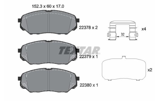 Brake pad set, disc brake 2237801 Textar