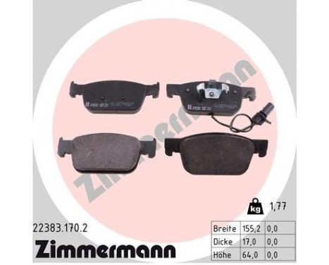 Brake Pad Set, disc brake 22383.170.2 Zimmermann