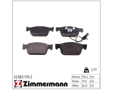 Brake Pad Set, disc brake 22383.170.2 Zimmermann