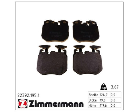 Brake Pad Set, disc brake 22392.195.1 Zimmermann