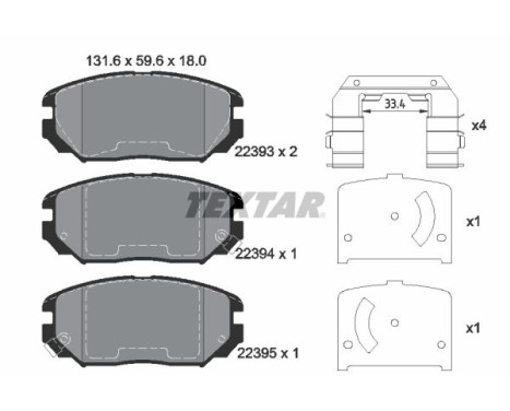 Brake pad set, disc brake 2239301 Textar