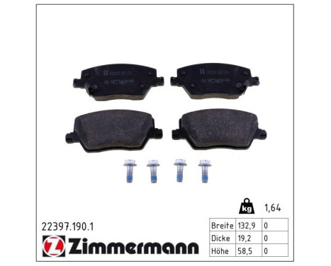 Brake Pad Set, disc brake 22397.190.1 Zimmermann, Image 2
