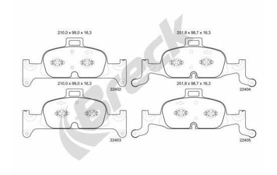 Brake pad set, disc brake 22402 00 551 00 Breck