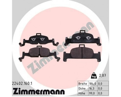 Brake Pad Set, disc brake 22402.160.1 Zimmermann