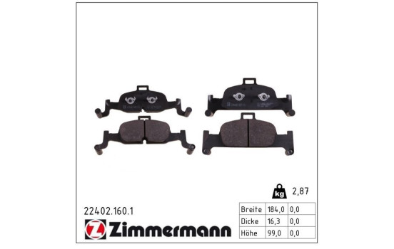 Brake Pad Set, disc brake 22402.160.1 Zimmermann