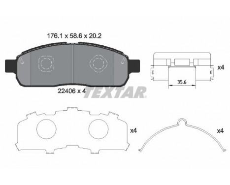 Brake Pad Set, disc brake 2240601 Textar