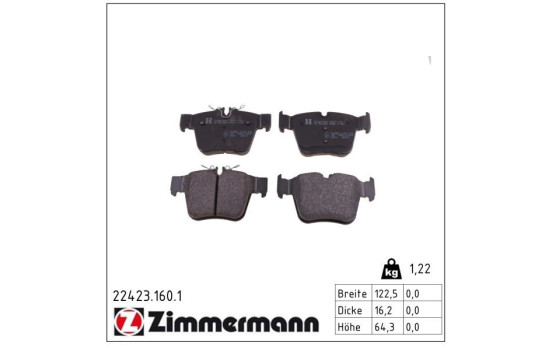 Brake Pad Set, disc brake 22423.160.1 Zimmermann