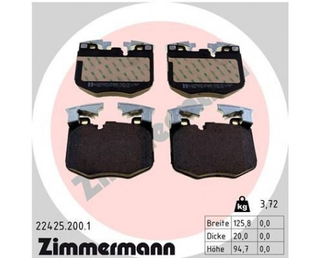 Brake Pad Set, disc brake 22425.200.1 Zimmermann