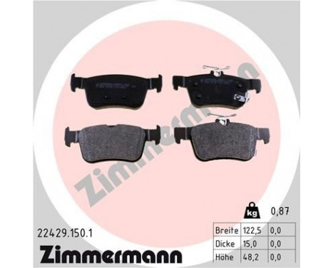 Brake Pad Set, disc brake 22429.150.1 Zimmermann