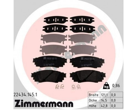 Brake Pad Set, disc brake 22434.145.1 Zimmermann