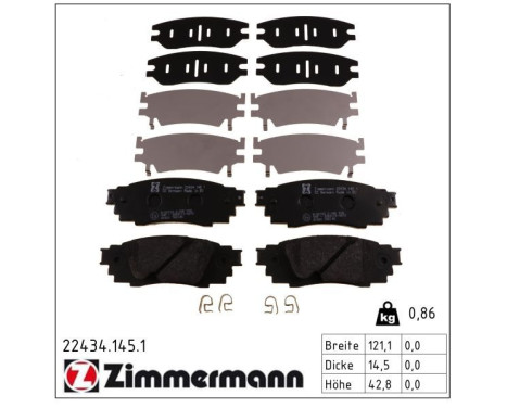 Brake Pad Set, disc brake 22434.145.1 Zimmermann