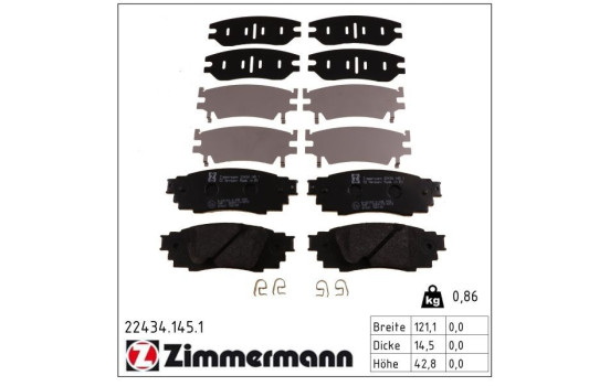 Brake Pad Set, disc brake 22434.145.1 Zimmermann