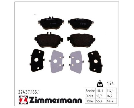 Brake Pad Set, disc brake 22437.165.1 Zimmermann, Image 2