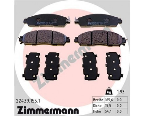 Brake Pad Set, disc brake 22439.155.1 Zimmermann