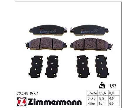 Brake Pad Set, disc brake 22439.155.1 Zimmermann