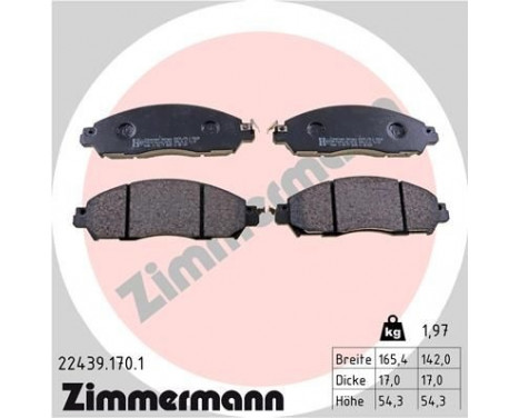 Brake Pad Set, disc brake 22439.170.1 Zimmermann