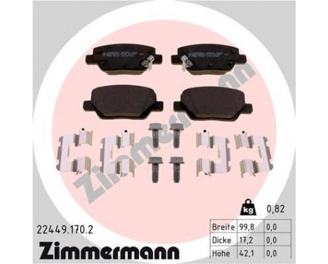 Brake Pad Set, disc brake 22449.170.2 Zimmermann