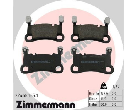 Brake pad set, disc brake 22468.165.1 Zimmermann