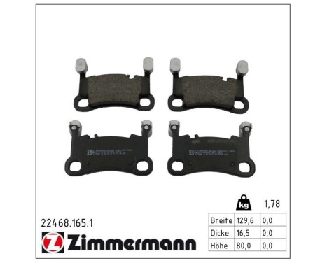 Brake pad set, disc brake 22468.165.1 Zimmermann
